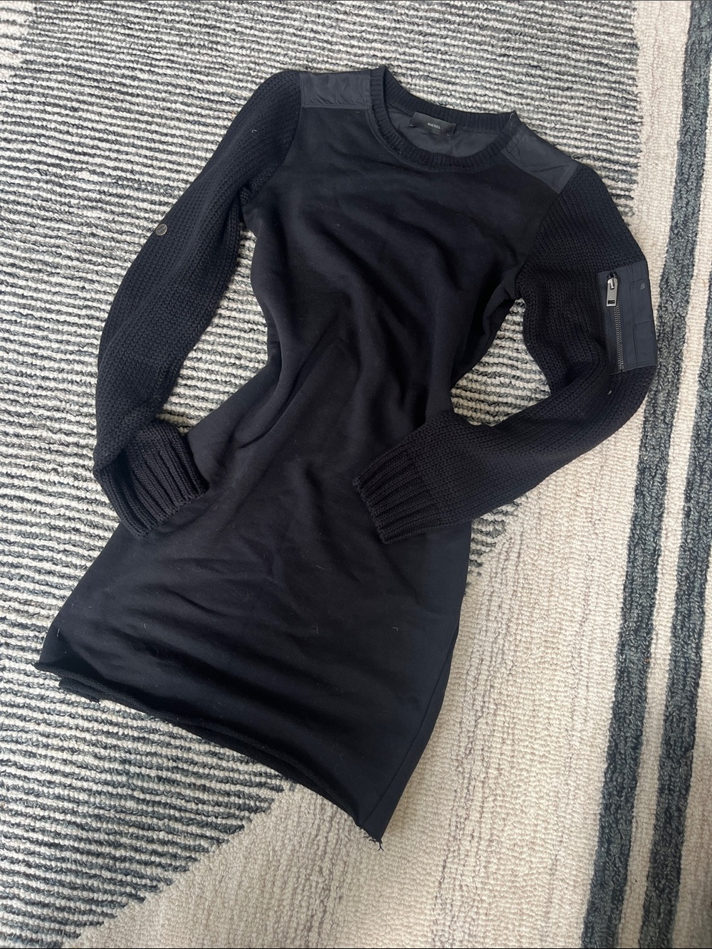 Diesel Black Long-Sleeve Knit Bodycon Dress